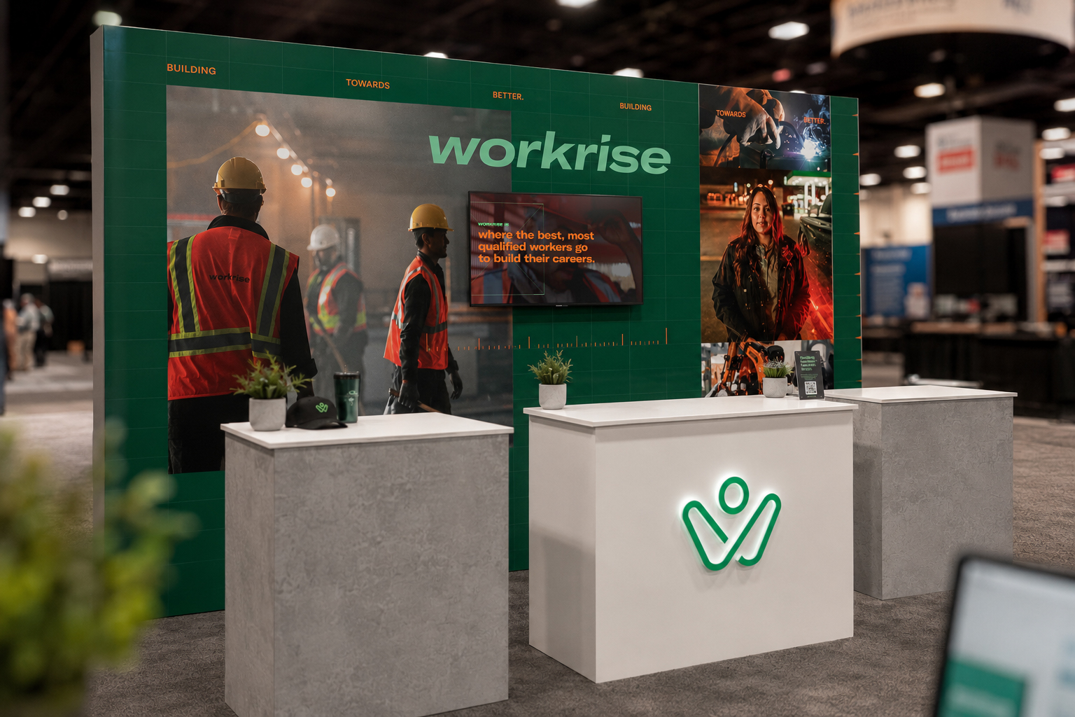 Workrise AGC trade show booth render