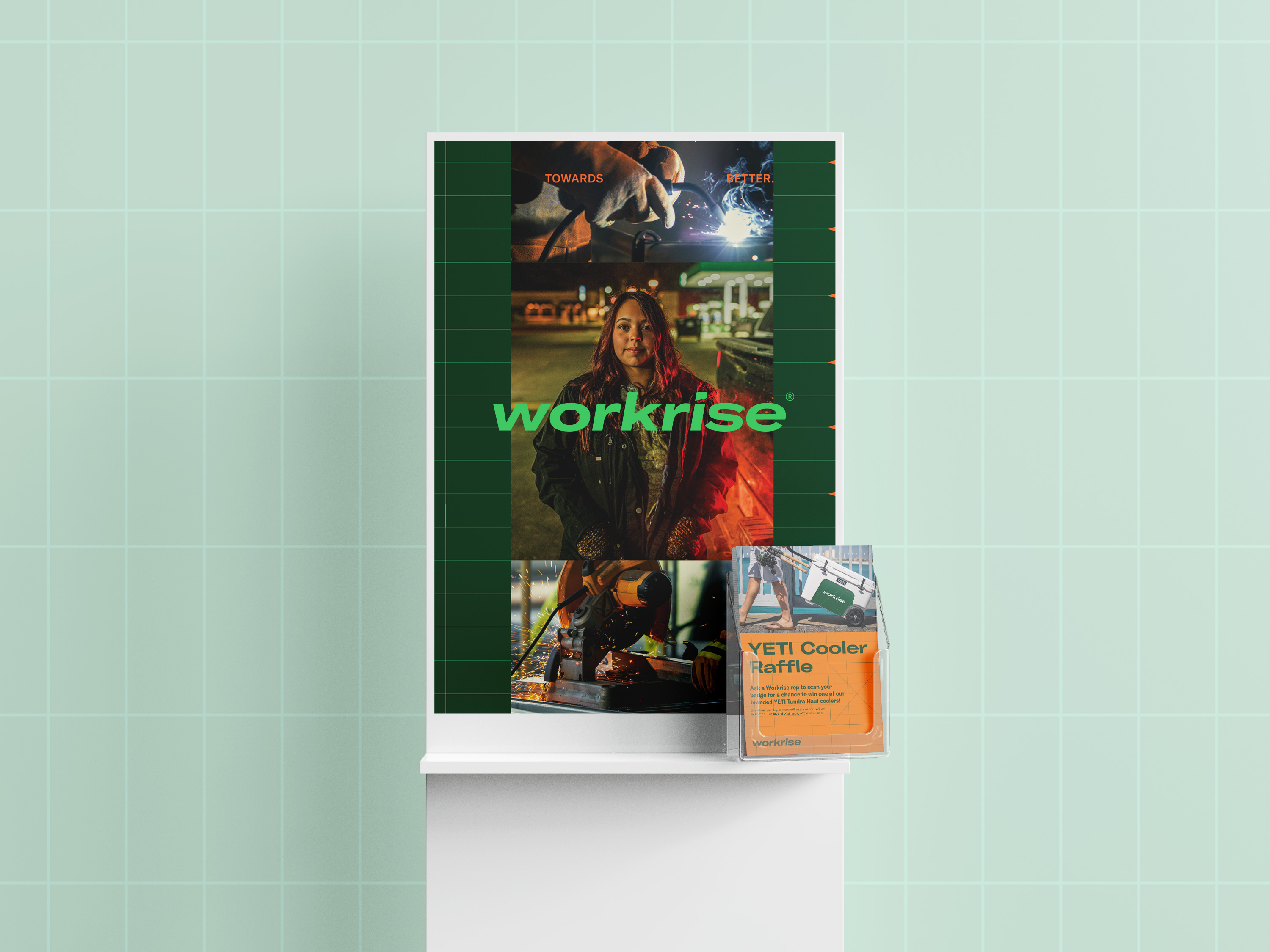 Workrise YETI Cooler Raffle poster with raffle card