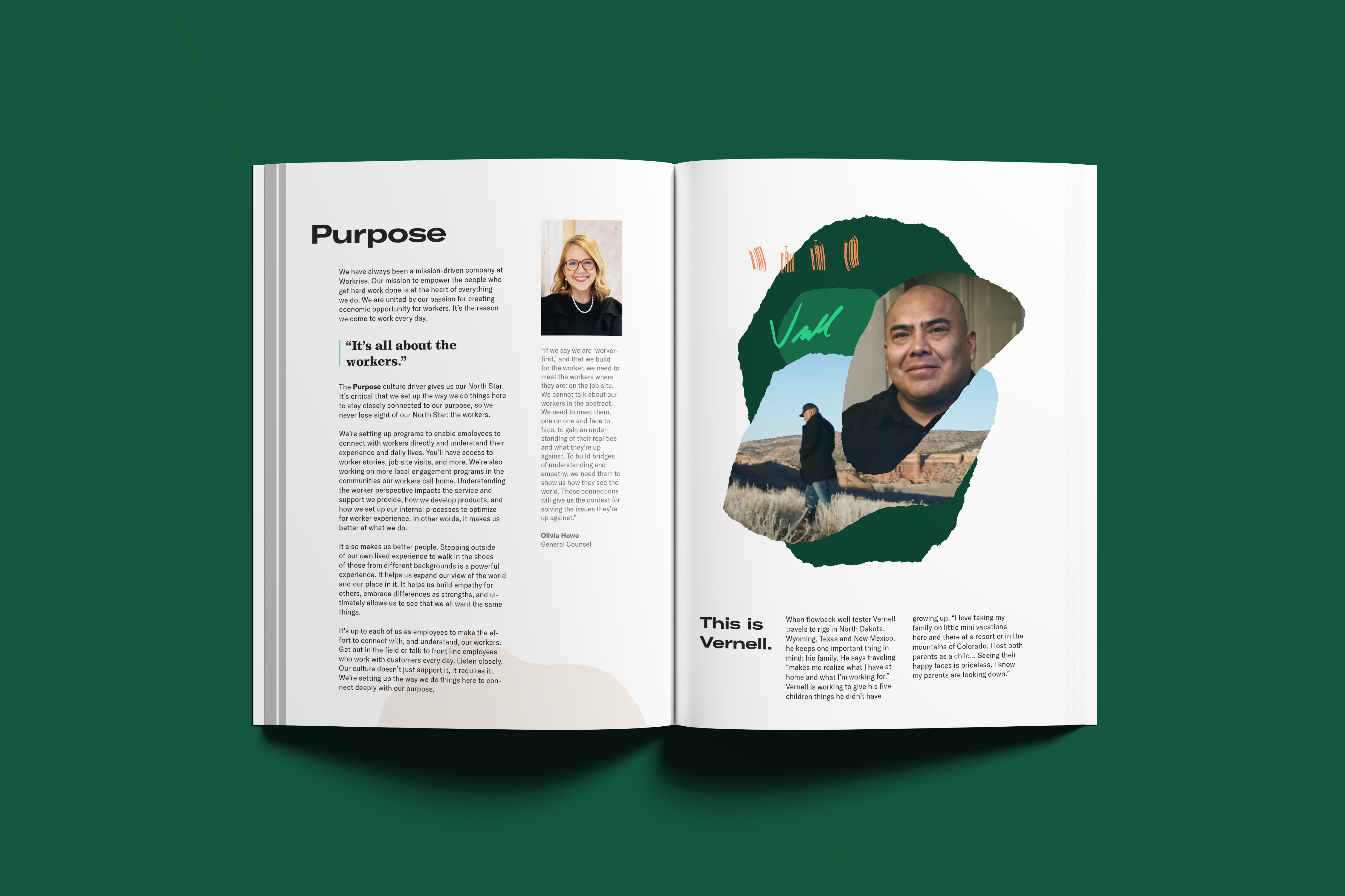 Culture Field Guide Purpose spread with employee stories
