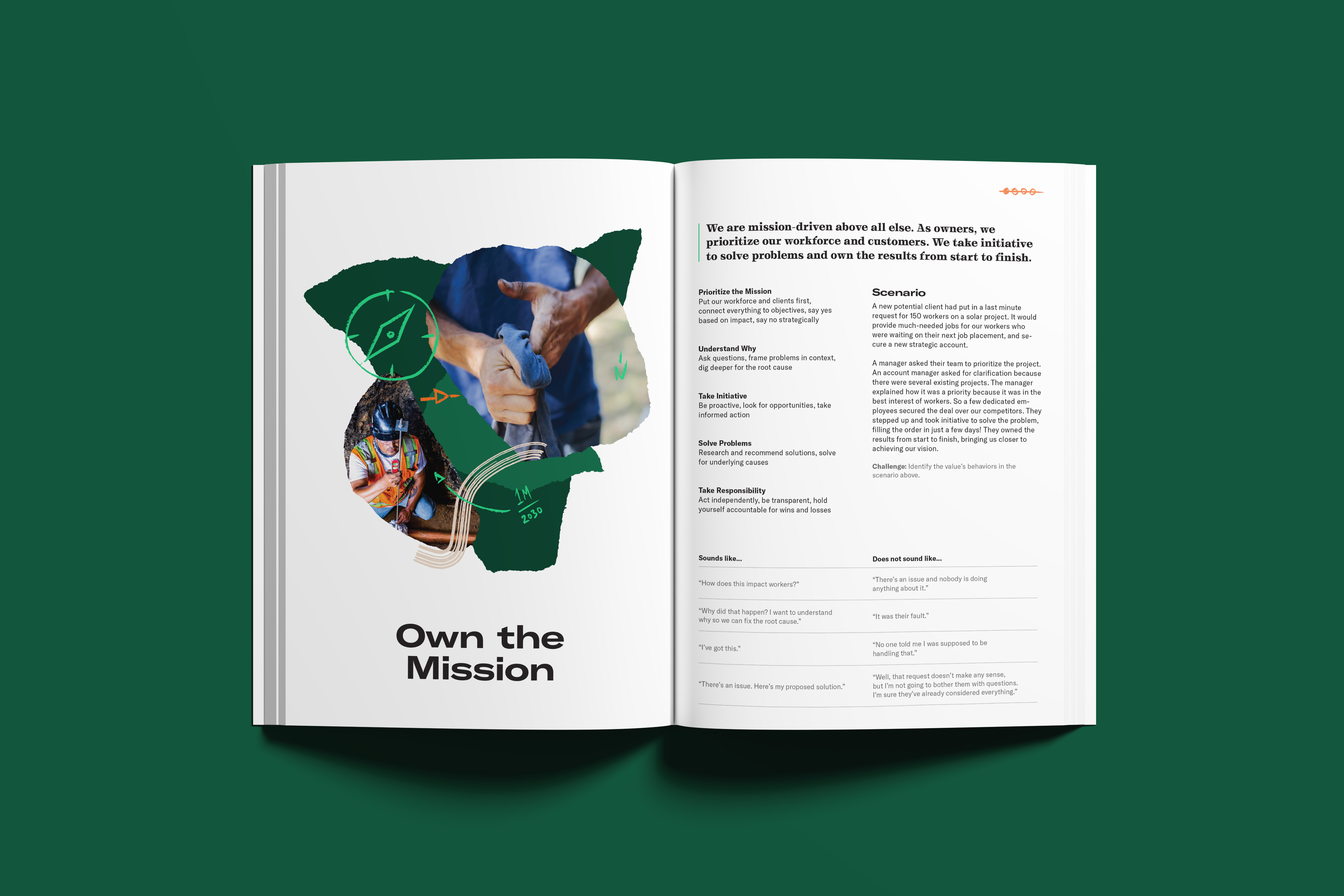 Culture Field Guide Own the Mission values spread