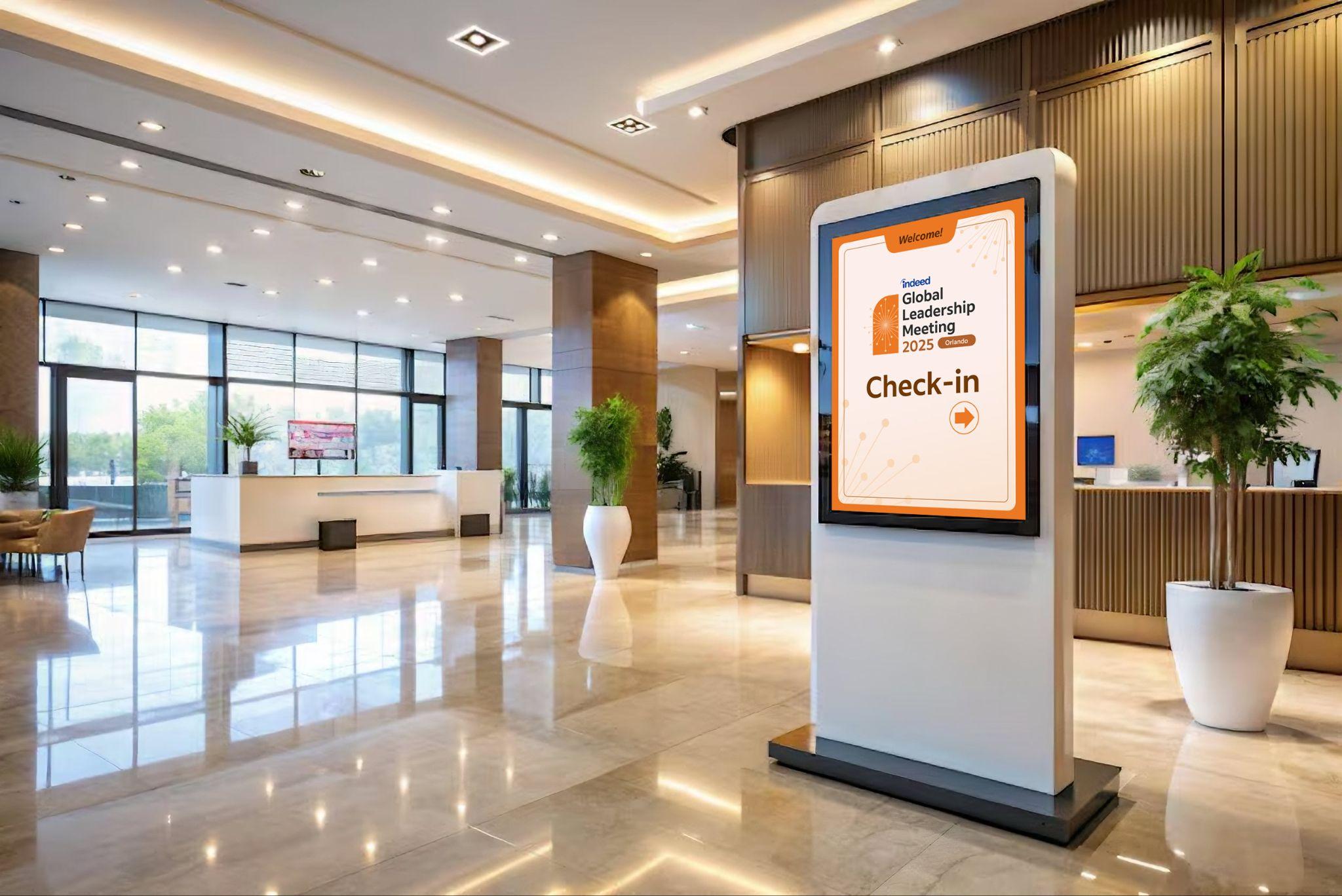 GLM 2025 check-in counter signage