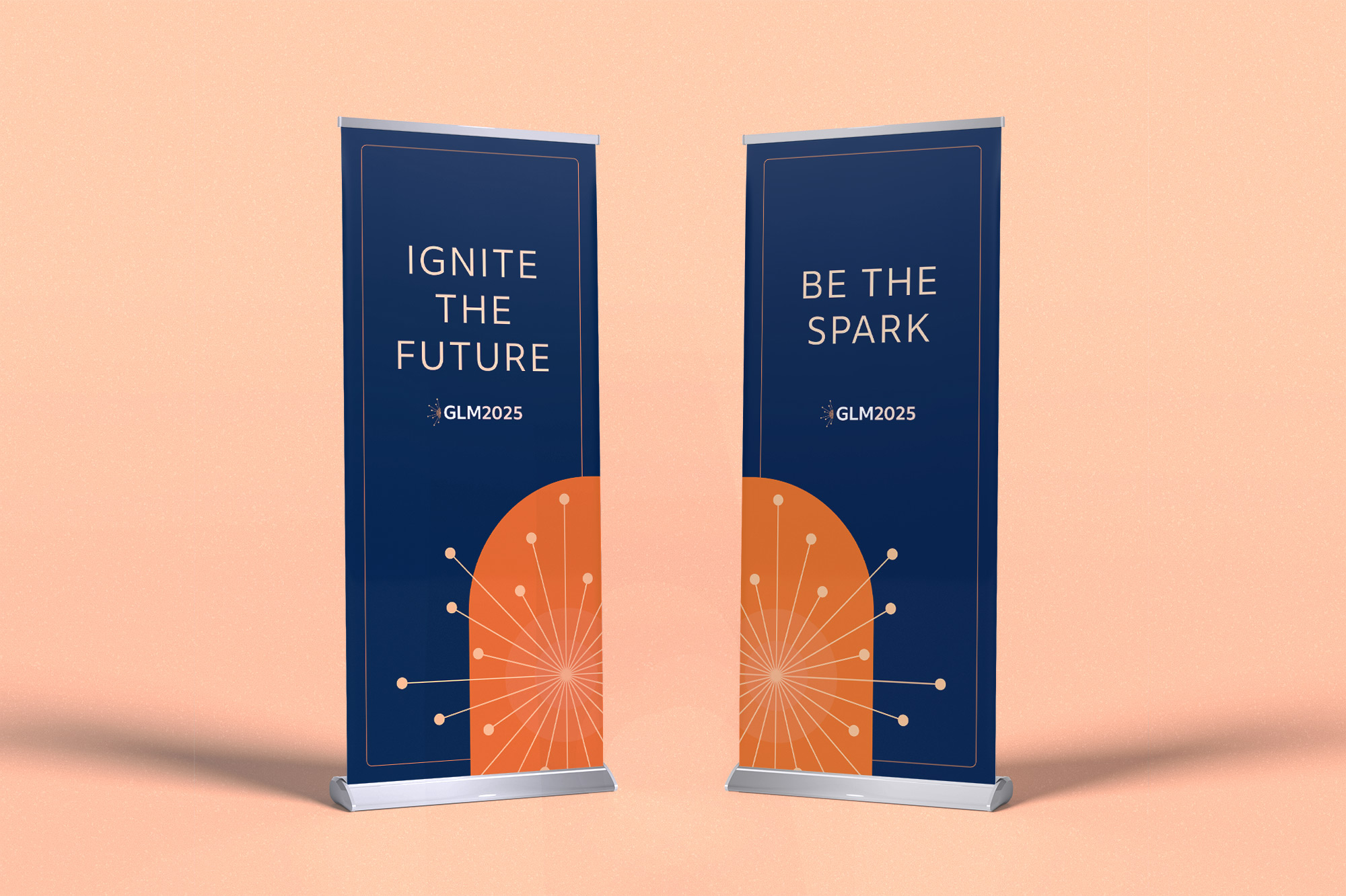 GLM 2025 pull-up banners, Ignite the Future and Be the Spark
