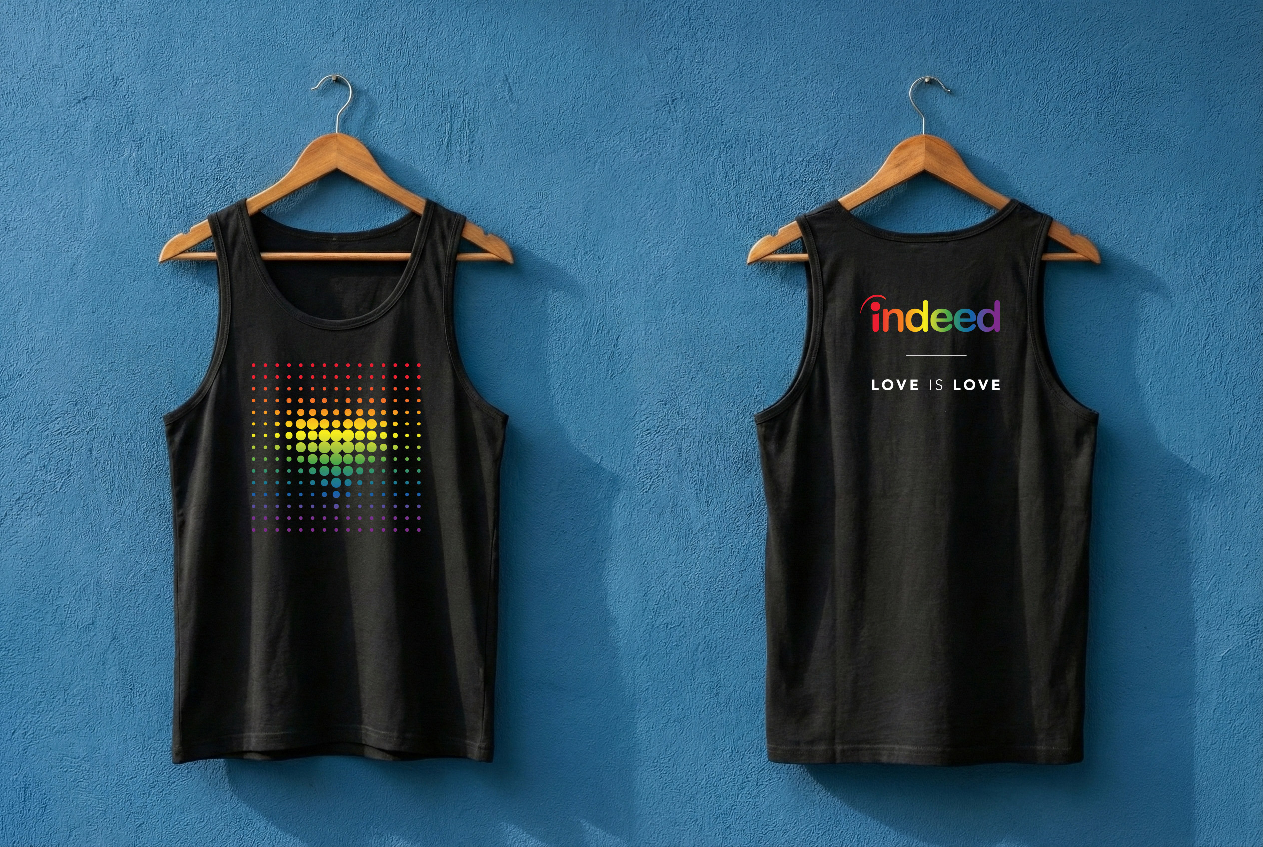Indeed Love Is Love Pride tank top front and back