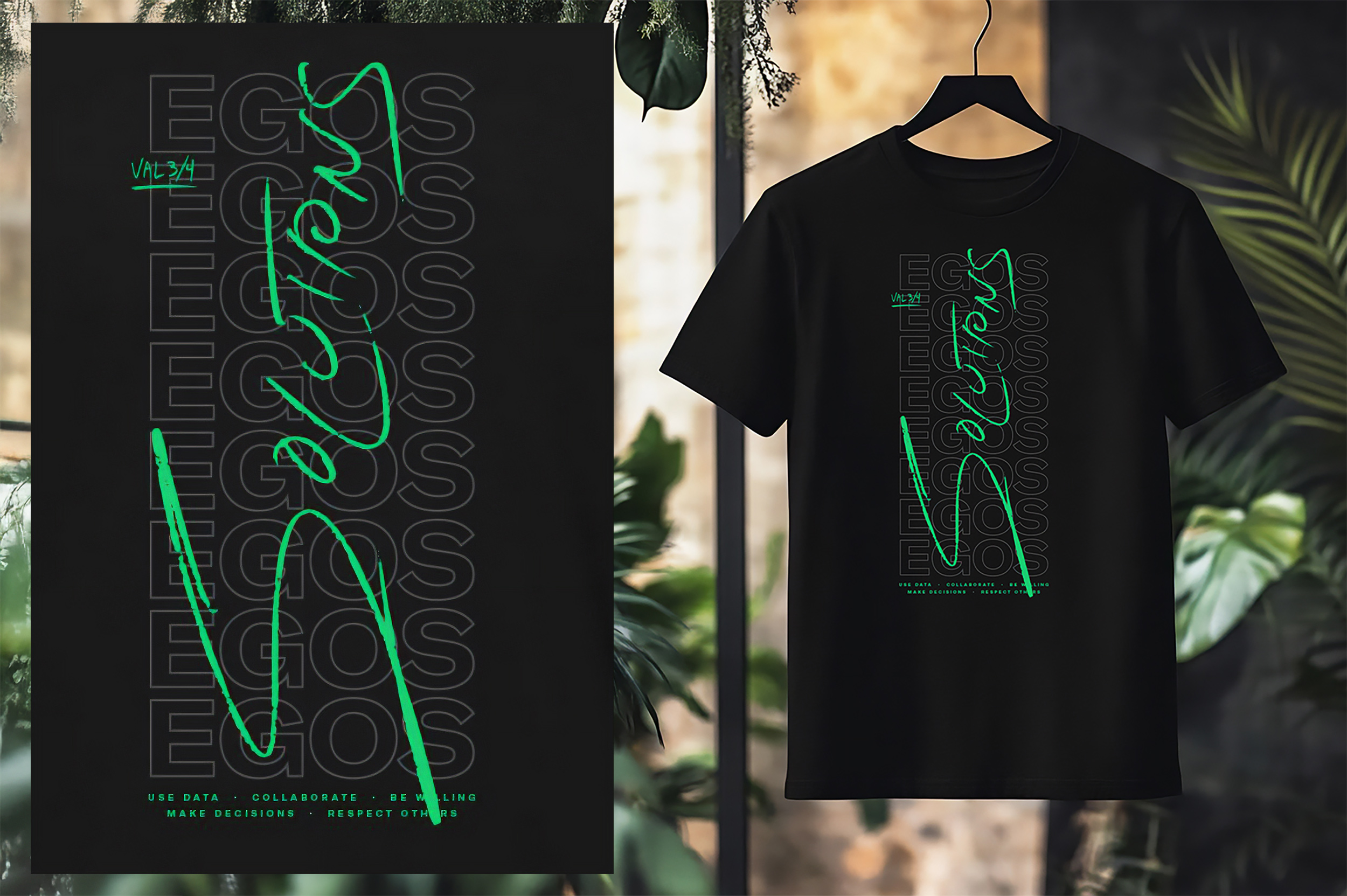 Workrise Solutions Over Egos hackathon t-shirt design and mockup